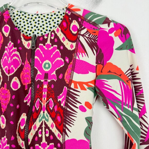 Maaji Floral One Piece Long Sleeve Rashguard Swimsuit Zip Up Reverse Size XS/S - Picture 3 of 13